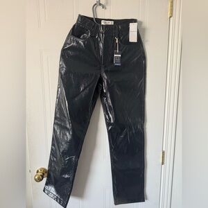 NEW ABERCROMBIE & FITCH Vegan leather blue pants Black 25 0s